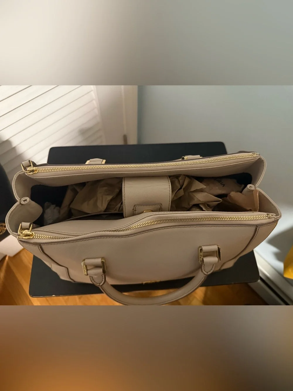 MCM Women's Leather Satchel Bag in Light Beige with FREE bag Scarf and COA 😍